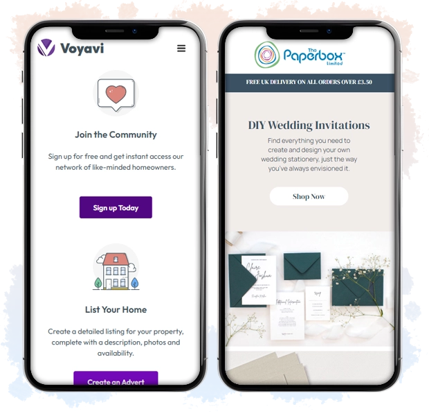 Website design on mobile device designed by DoveCreation FR in Normandy