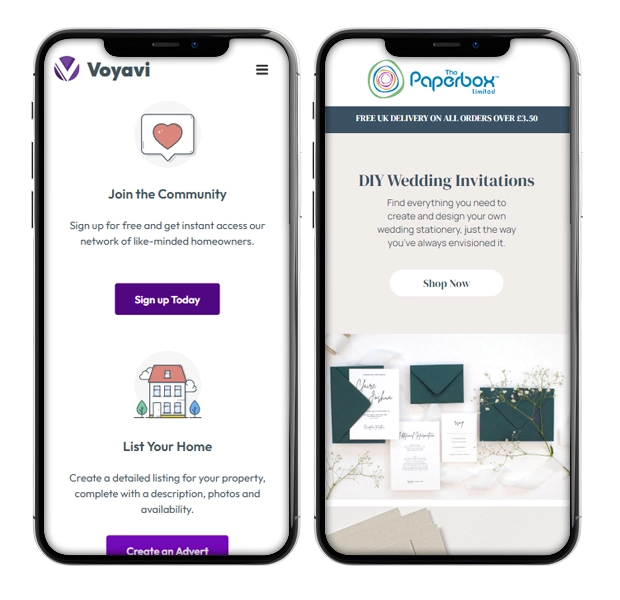 Website design on mobile device designed by DoveCreation FR in Normandy
